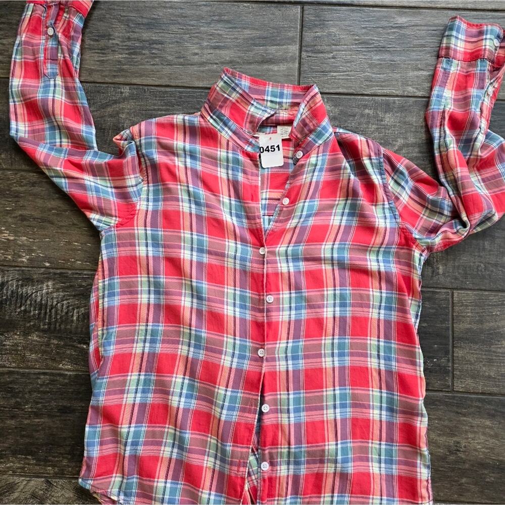 Levi's Women's Red and Blue Plaid Button-Down Shirt